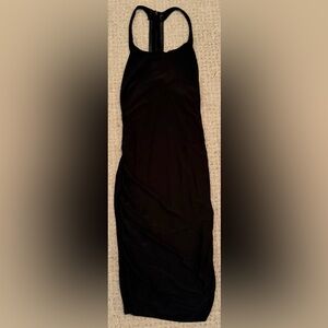 Hollyworld NYC Black sleeveless Bodycon Dress Small S Ruched Stretch knee length